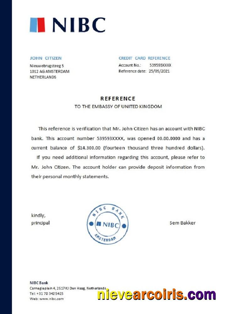 Netherlands NIBC bank reference